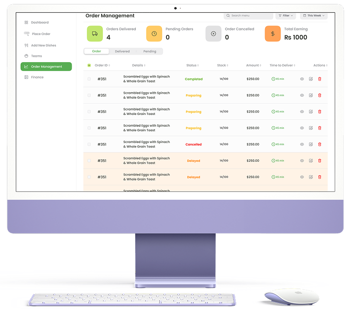 POS order management displayed on an iMac